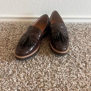 Franco Sarto Burgundy Patent Leather Loafers size 7.5